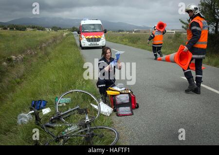 I VIGILI DEL FUOCO, LEUCATE, Francia Foto Stock