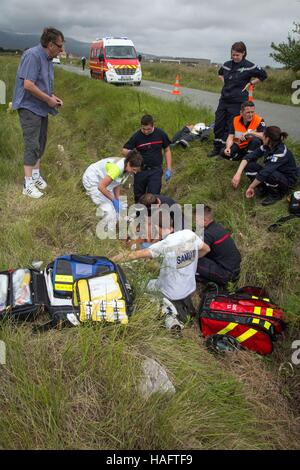 I VIGILI DEL FUOCO, LEUCATE, Francia Foto Stock