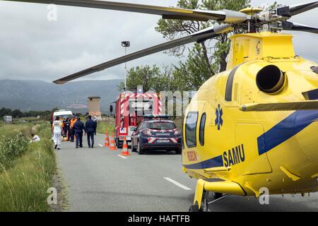 I VIGILI DEL FUOCO, LEUCATE, Francia Foto Stock