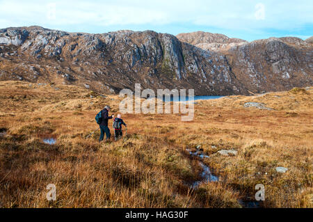 Passeggiate nelle montagne Bluestack, County Donegal, Irlanda Foto Stock