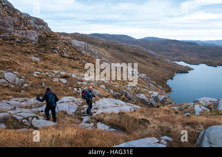 Passeggiate nelle montagne Bluestack, County Donegal, Irlanda Foto Stock