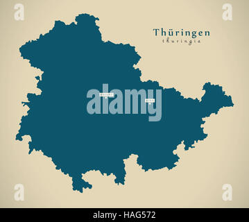 Mappa moderno - Thüringen DE Germania Foto Stock