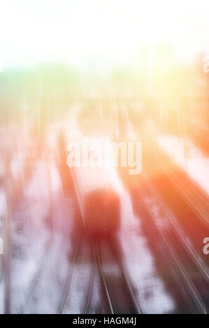 Trasporto per ferrovia, abstract blur sullo sfondo Foto Stock