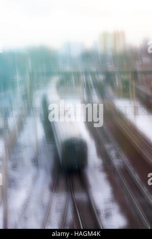 Trasporto per ferrovia, la sfocatura sullo sfondo Foto Stock