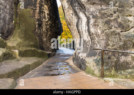 Bastei bridge sulle montagne di Sassonia Foto Stock