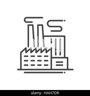 Edificio di fabbrica - design di linea singola icona isolato Illustrazione Vettoriale