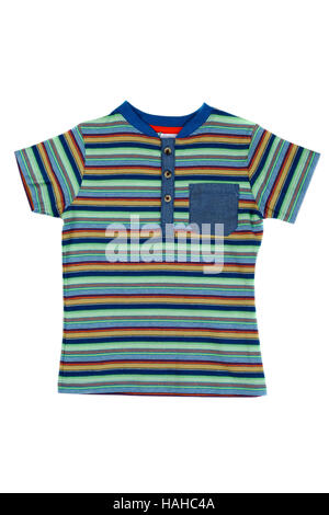 Bambini Camicia a Righe isolare su sfondo bianco Foto Stock