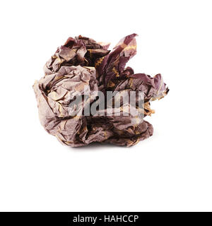 Crumpled carta marrone sfera isolate su sfondo bianco Foto Stock