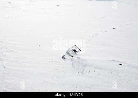 Carrello della spesa nella neve Foto Stock