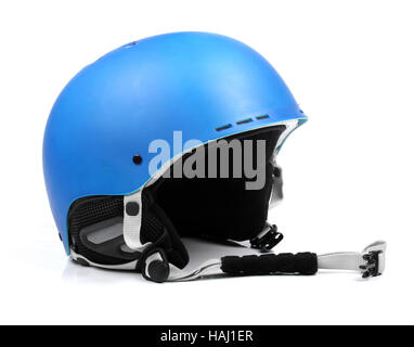 Casco Blu isolato su bianco Foto Stock