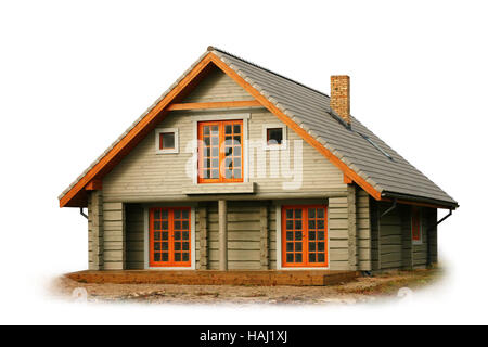 Casa in legno isolato su bianco Foto Stock