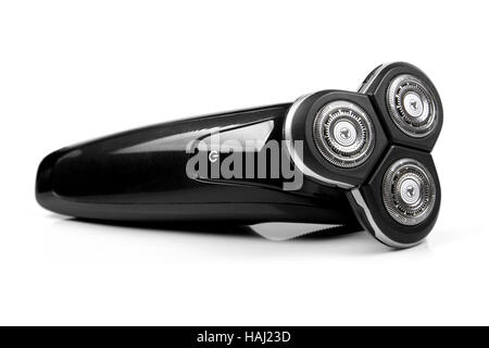 Rasoio elettrico isolato su sfondo bianco Foto Stock