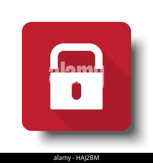 Blocco piatto icona web sul pulsante rosso con ombra Foto Stock