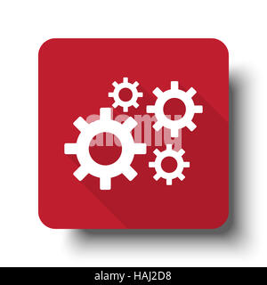 Processo di piatto icona web sul pulsante rosso con ombra Foto Stock