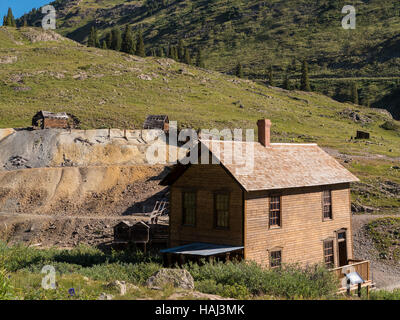 Duncan House (restaurato), Columbus miniera e Mill, Animas forche città fantasma vicino Silverton, Colorado. Foto Stock