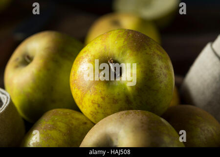 Raw cimelio di organico Golden Russet mele pronto a mangiare Foto Stock