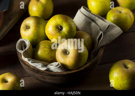 Raw cimelio di organico Golden Russet mele pronto a mangiare Foto Stock