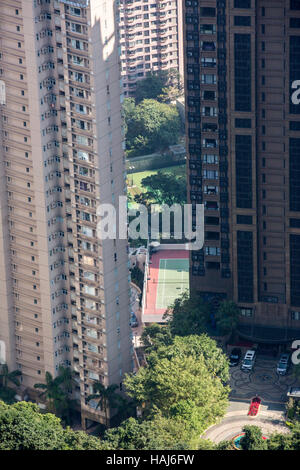 Vista dal Victoria Peak, Isola di Hong Kong, Victoria Bay, Kowloon Foto Stock