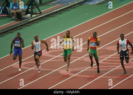 MENS 100M FINITURA MENS 100M Atene GRECIA 22 Agosto 2004 Foto Stock