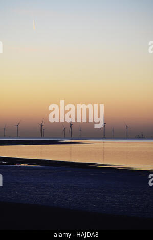 Regno Unito, Merseyside Liverpool Bay, Burbo Bank, Sera Foto Stock