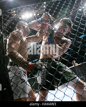 BJ Penn, sinistra, combatte Kenny Florian durante UFC 101 presso il Wachovia Center su Agosto 8, 2009, a Philadelphia, Pennsylvania. Francesco Specker Foto Stock