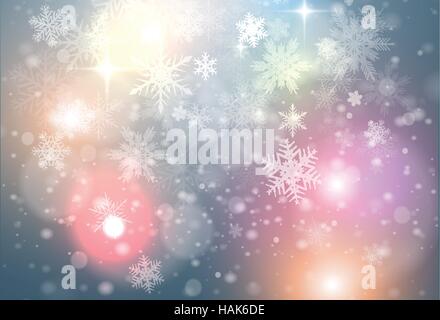 Natale sfondo astratto con i fiocchi di neve, anno nuovo sfondo vettoriale. Illustrazione Vettoriale