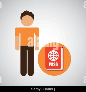 Personaggio maschile traveler passport id illustrazione vettoriale EPS 10 Illustrazione Vettoriale