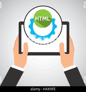 Mano trattiene compressa collaborazione html illustrazione vettoriale EPS 10 Illustrazione Vettoriale