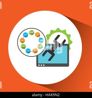 Linguaggi di programmazione degli strumenti di supporto tecnologia illustrazione vettoriale EPS 10 Illustrazione Vettoriale
