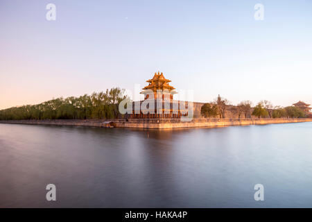 Torre di avvistamento, la Città Proibita di Pechino, Cina Foto Stock