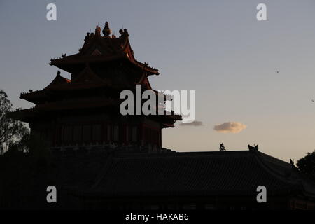 Torretta ad angolo della Città Proibita di Pechino CINA Foto Stock