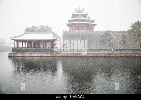 Snow scape intorno alla città proibita,Beijing, Cina Foto Stock