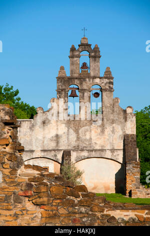 La missione di San Juan del campanile, San Antonio Missions National Historical Park, Texas Foto Stock