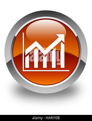 Icona statistiche isolato sul marrone lucido pulsante rotondo illustrazione astratta Foto Stock