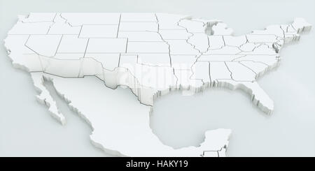 Muro tra USA e Messico. Altamente dettagliate in 3D rendering Foto Stock