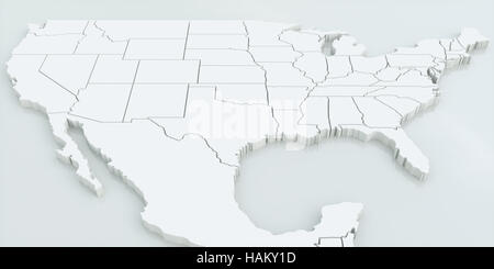 Mappa degli Stati Uniti e del Messico. Altamente dettagliate in 3D rendering Foto Stock