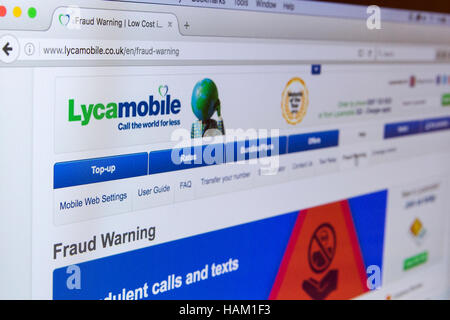 Lycamobile sito web on-line cyber security Foto Stock