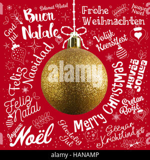 Buon Natale In 5 Lingue.Congratulazioni In Lingue Diverse Word Cloud Foto Stock Alamy