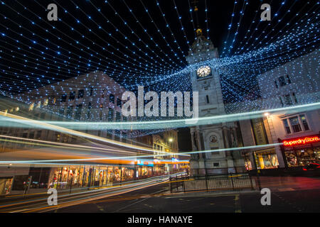 Brighton Clock Tower le luci di Natale Foto Stock