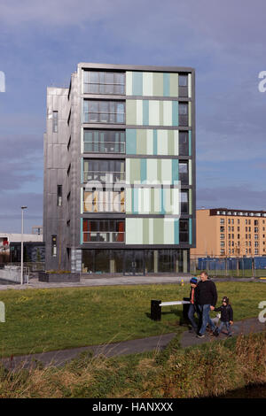 Gli edifici di nuova costruzione appartamenti Bainfield Halls Napier alloggio studenti fountainbridge edinburgh union canal festival Foto Stock