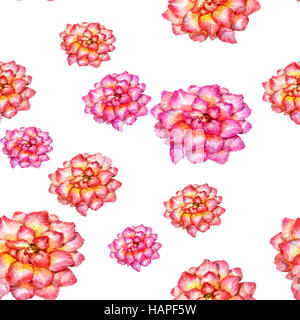 La pittura ad acquerello di fiori, seamless pattern su sfondo bianco Foto Stock