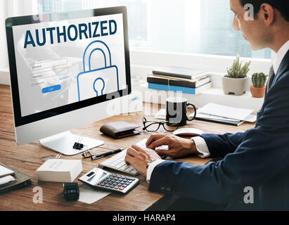 Accessibilità autorizzato la sicurezza di rete il concetto di sistema Foto Stock