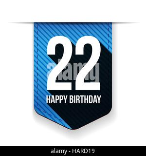 Ventidue anni buon compleanno ribbon Illustrazione Vettoriale