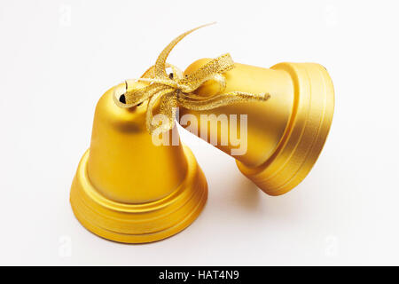 Golden campane, decorazioni natalizie Foto Stock