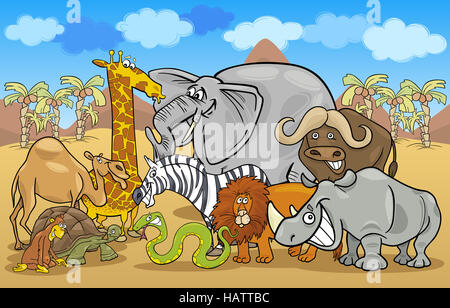 African Safari animali selvatici cartoon illustrazione Foto Stock