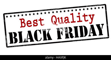 Timbro di gomma con testo di qualità migliore Venerdì nero all'interno, illustrazione vettoriale Foto Stock
