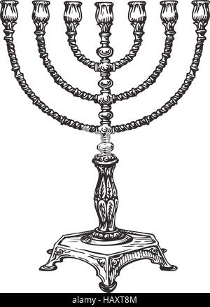 Il Menorah per Hanukkah. Schizzo illustrazione vettoriale Illustrazione Vettoriale