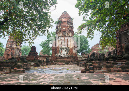 Tra le rovine di Ayutthaya antico regno della Tailandia Foto Stock