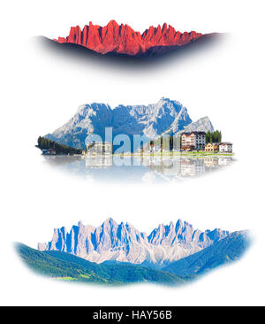 Montagna naturale isolato su bianco Foto Stock