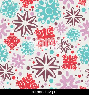 Semplice fiocchi di neve fatti a mano modello senza giunture Illustrazione Vettoriale